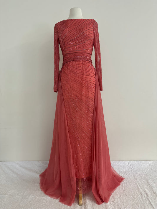 SAMPLE: PINK ANKLE LENGTH GOWN WITH DETACHABLE SKIRT